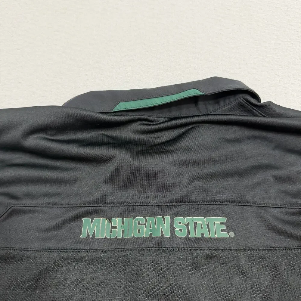 Nike Michigan State Spartans Polo Shirt Men's XL Black Dri Fit Collared MSU